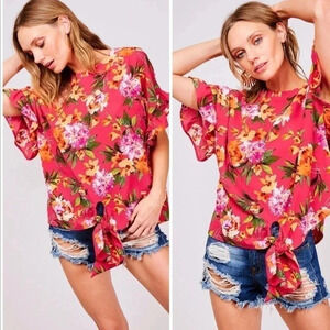 Fuchsia Floral Top​​​​​